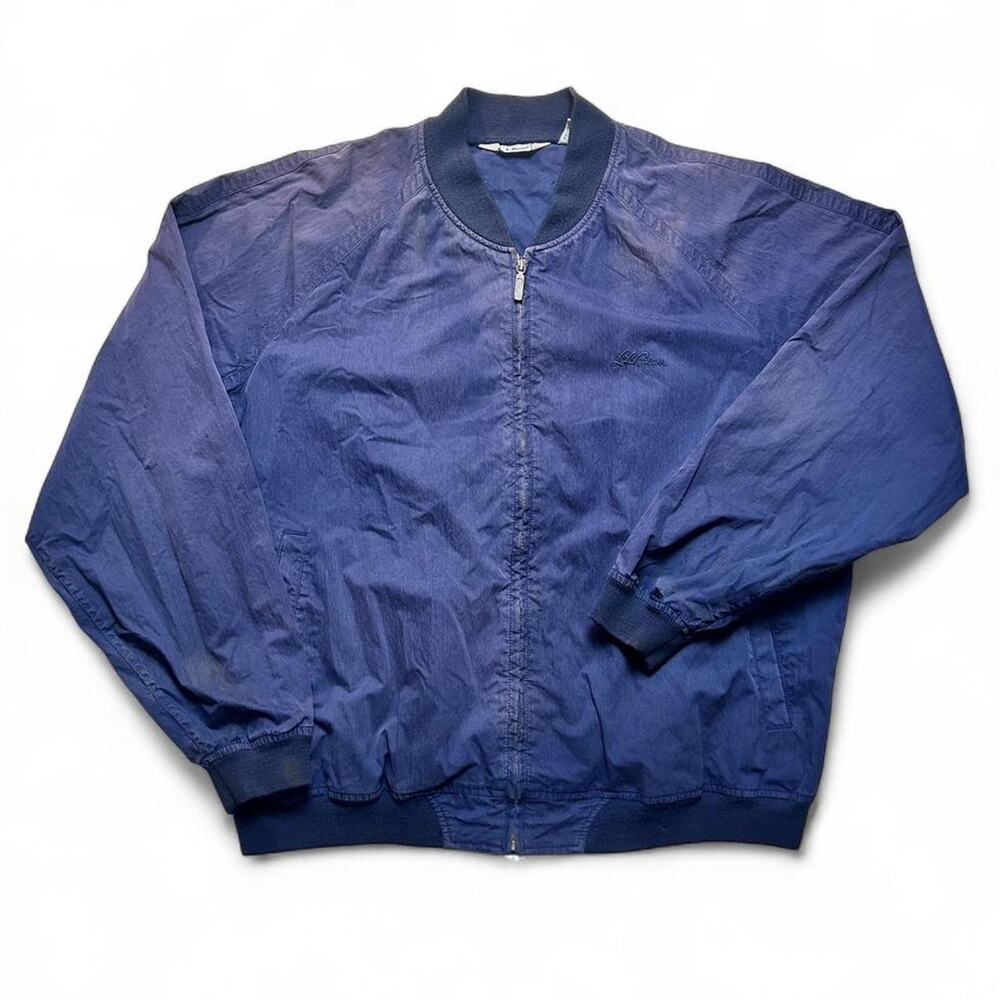 L.L. Bean 90s Vintage USA Made Blue Nylon Cotton Shell Bomber Jacket XL